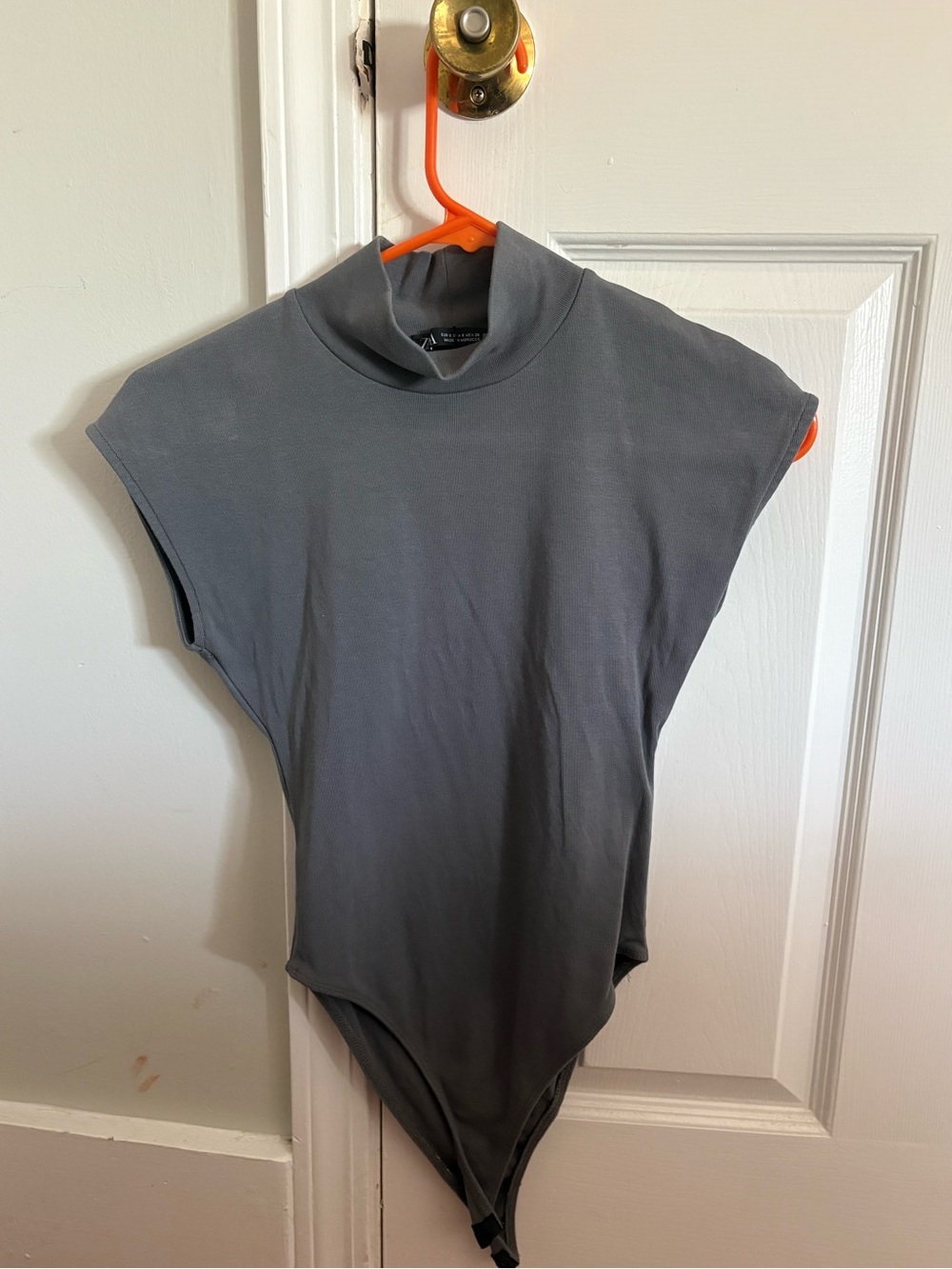 Zara Gray Sleeveless Mock Neck Bodysuit